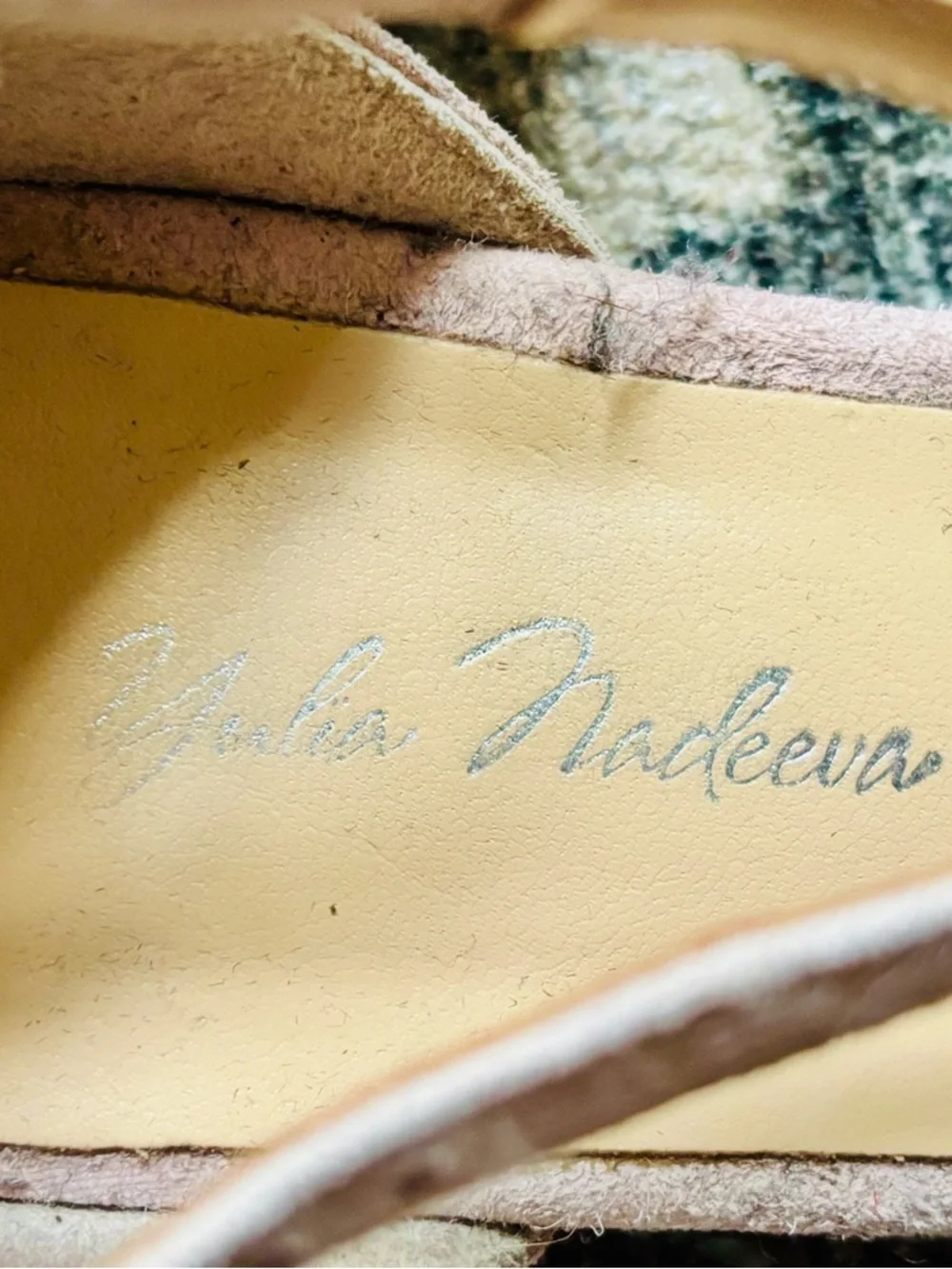 Women’s Bespoke Blush Pink Suede Pointed-Toe D’Orsay Flats with Crisscross Strap - Picture 3 of 6